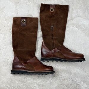 Sorel Wicked Work Riding Tall Boots Leather Suede Winter Boots Brown Size 9